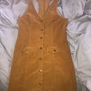American Eagle Mustard Button down corduroy dress